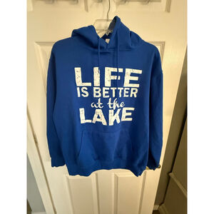 Life is Better at the Lake Medium Size Unisex Hoodie Bright Blue